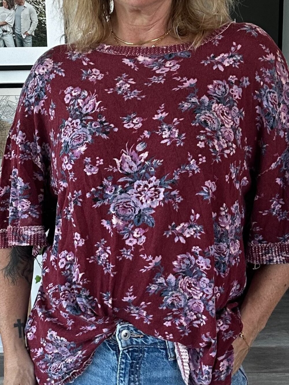 Free People Floral Lightweight Knit sweater, Size XSmall